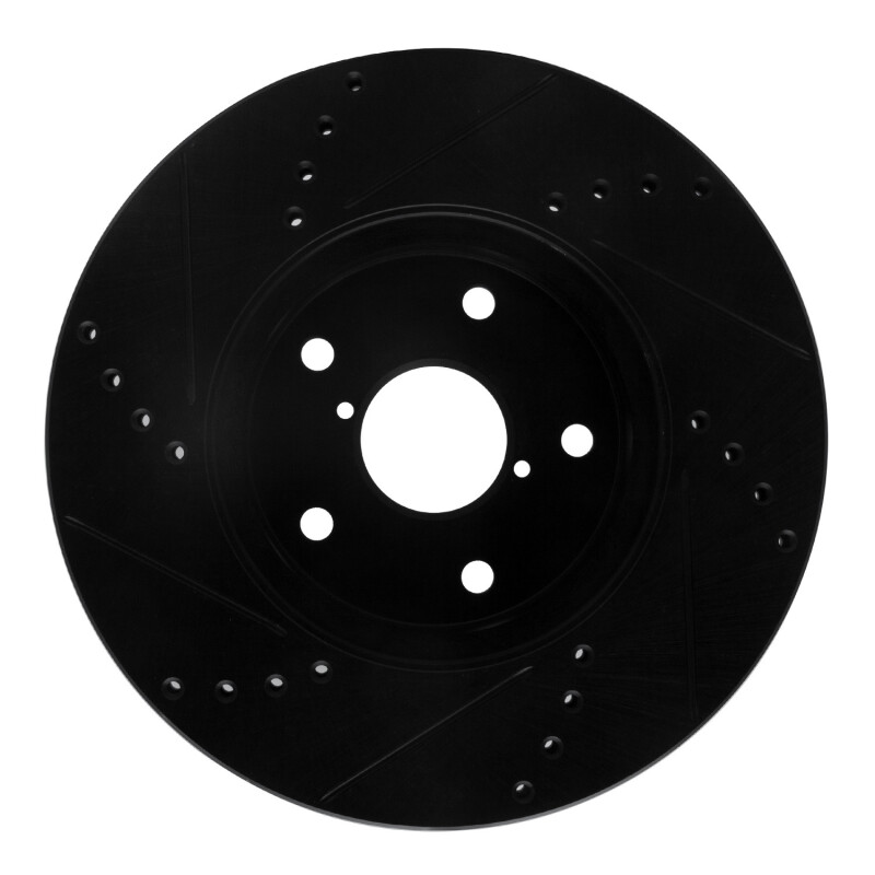 Subaru Legacy Brake Rotor (1) - Front Right - R1 Concepts - Drilled & Slotted - Black - `15-`19